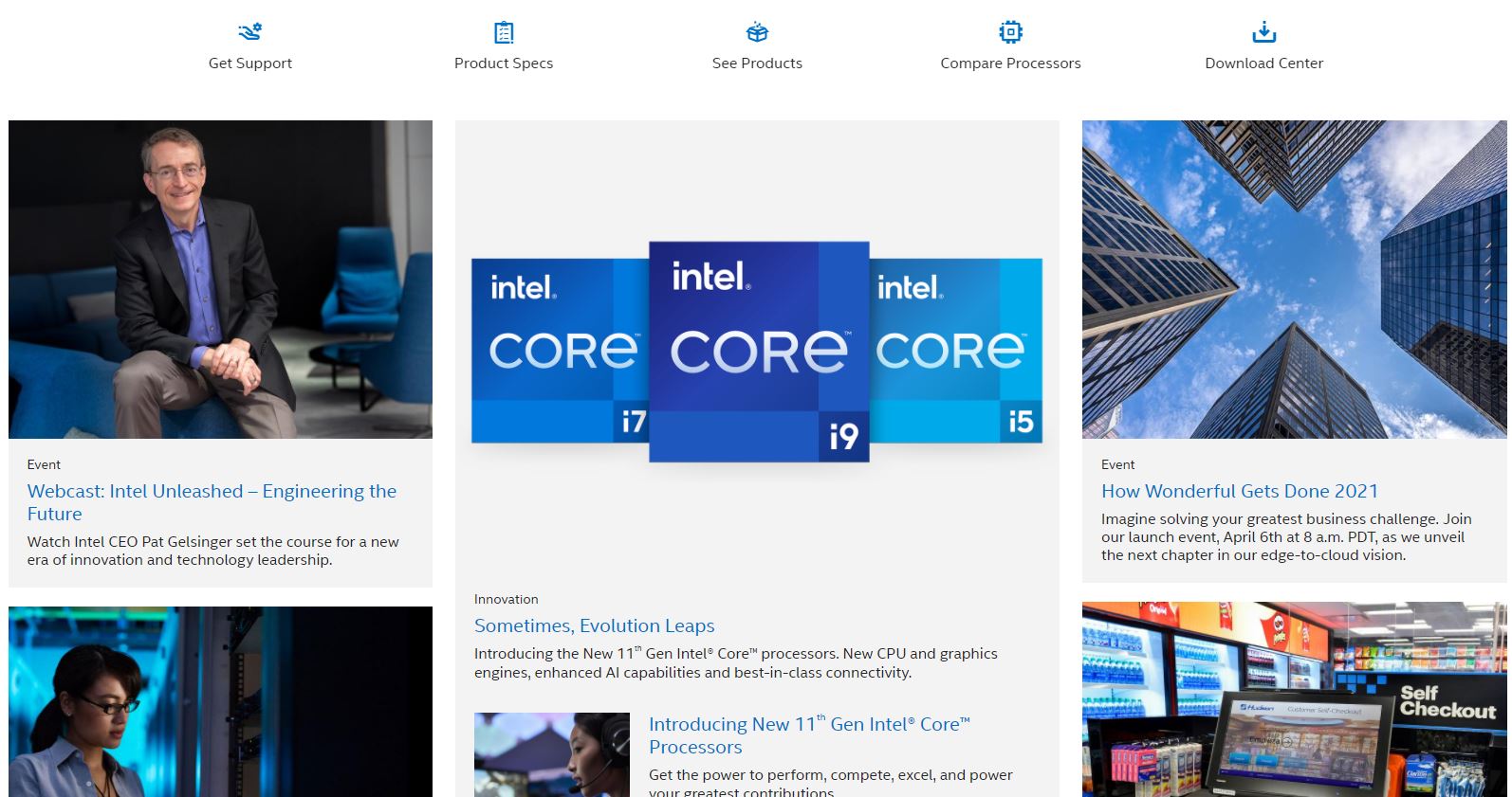 Página web Intel